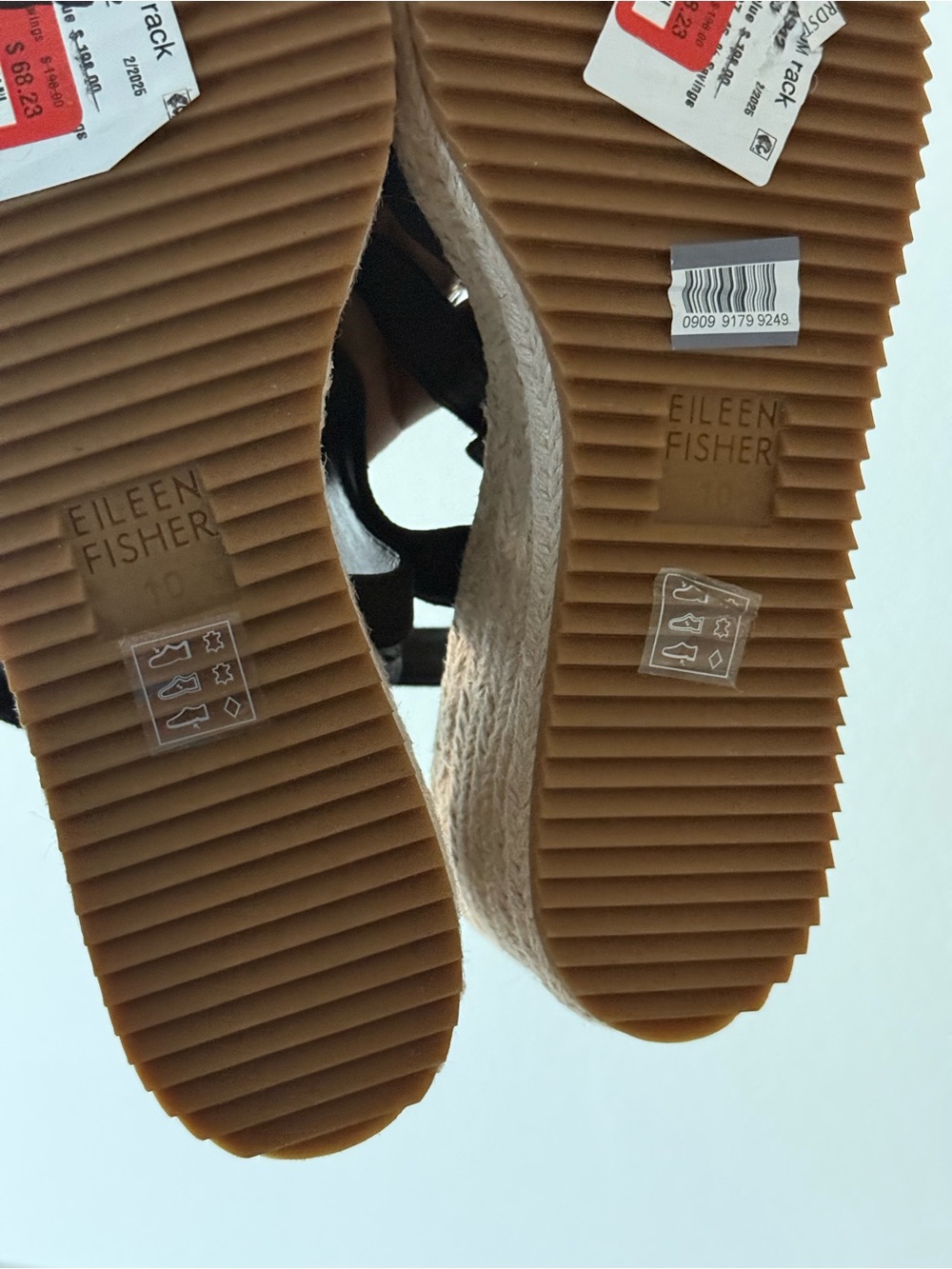 Eileen Fisher Nessa Black Espadrille Wedge Sandal Size 10 - Picture 7 of 11